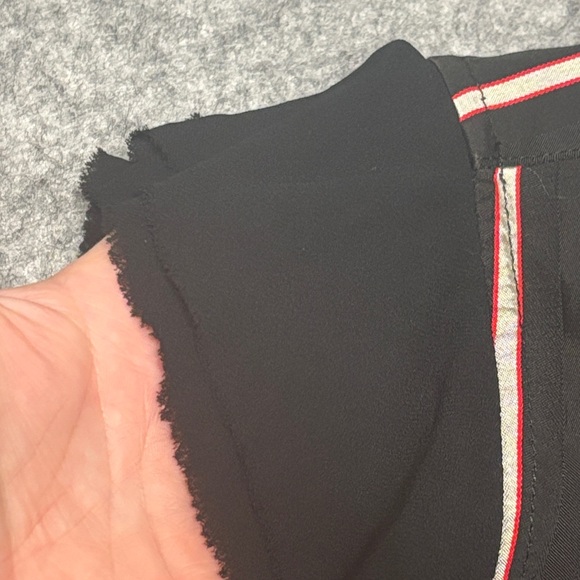 Marc Cain Black Pinstripe Button Blouse Tiered Shoulders - Picture 4 of 6